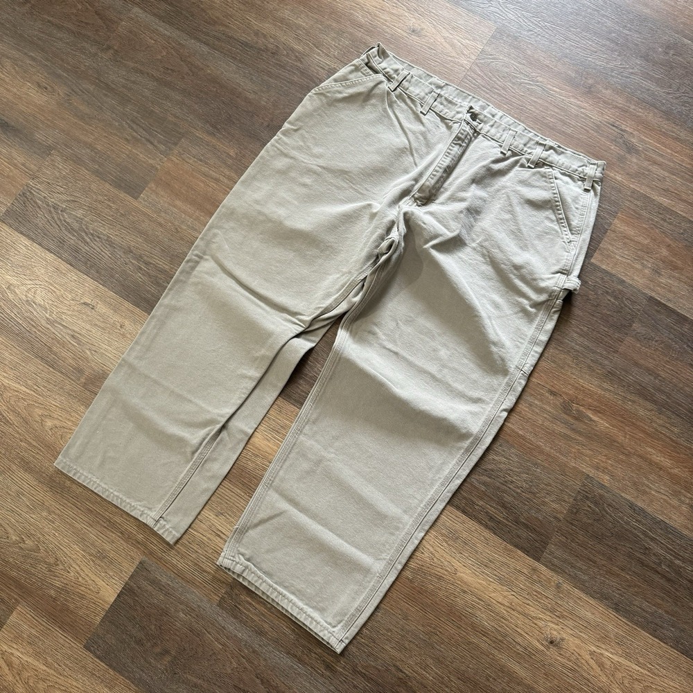 Carhartt Light Grey Beige Relaxed Fit Work Pants Size 44x30 Grunge Skater
